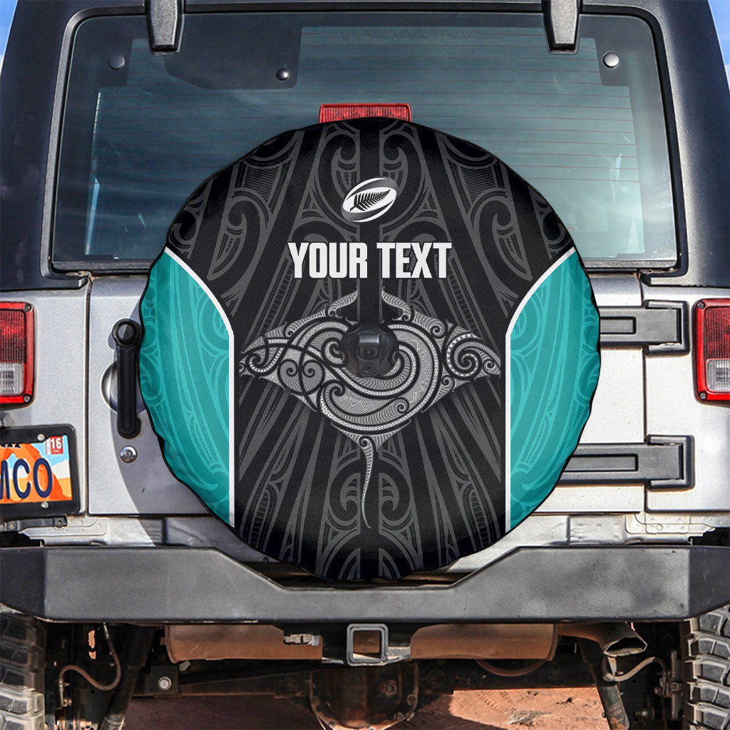 Custom New Zealand Stingray Oztag Spare Tire Cover Tag Rugby Maori Pattern Black Version