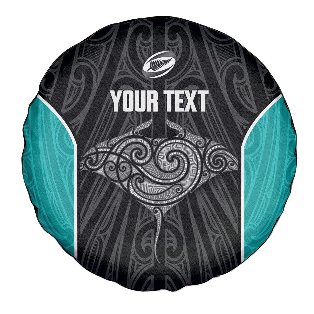 Custom New Zealand Stingray Oztag Spare Tire Cover Tag Rugby Maori Pattern Black Version