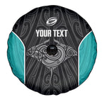 Custom New Zealand Stingray Oztag Spare Tire Cover Tag Rugby Maori Pattern Black Version