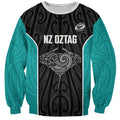 Custom New Zealand Stingray Oztag Sweatshirt Tag Rugby Maori Pattern Black Version