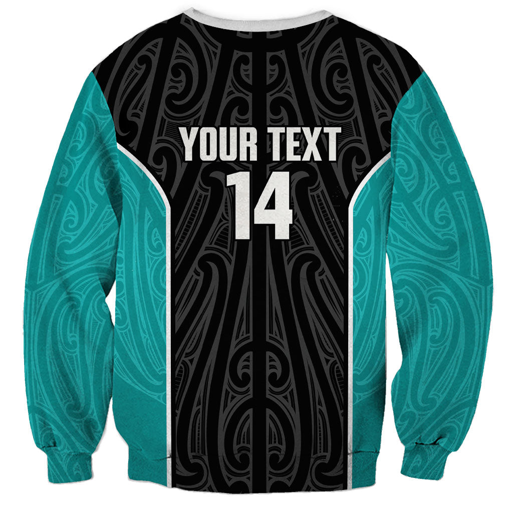 Custom New Zealand Stingray Oztag Sweatshirt Tag Rugby Maori Pattern Black Version