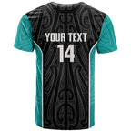 Custom New Zealand Stingray Oztag T Shirt Tag Rugby Maori Pattern Black Version