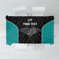 Custom New Zealand Stingray Oztag Tablecloth Tag Rugby Maori Pattern Black Version