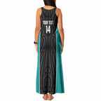 Custom New Zealand Stingray Oztag Tank Maxi Dress Tag Rugby Maori Pattern Black Version
