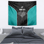 Custom New Zealand Stingray Oztag Tapestry Tag Rugby Maori Pattern Black Version