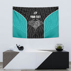 Custom New Zealand Stingray Oztag Tapestry Tag Rugby Maori Pattern Black Version