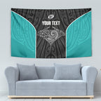 Custom New Zealand Stingray Oztag Tapestry Tag Rugby Maori Pattern Black Version
