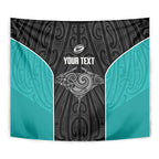 Custom New Zealand Stingray Oztag Tapestry Tag Rugby Maori Pattern Black Version