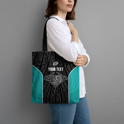 Custom New Zealand Stingray Oztag Tote Bag Tag Rugby Maori Pattern Black Version