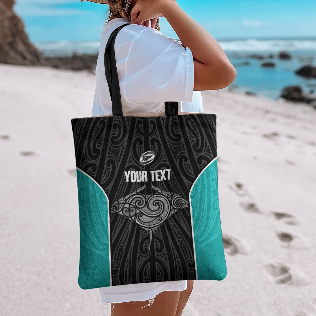 Custom New Zealand Stingray Oztag Tote Bag Tag Rugby Maori Pattern Black Version