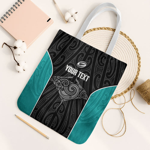 Custom New Zealand Stingray Oztag Tote Bag Tag Rugby Maori Pattern Black Version