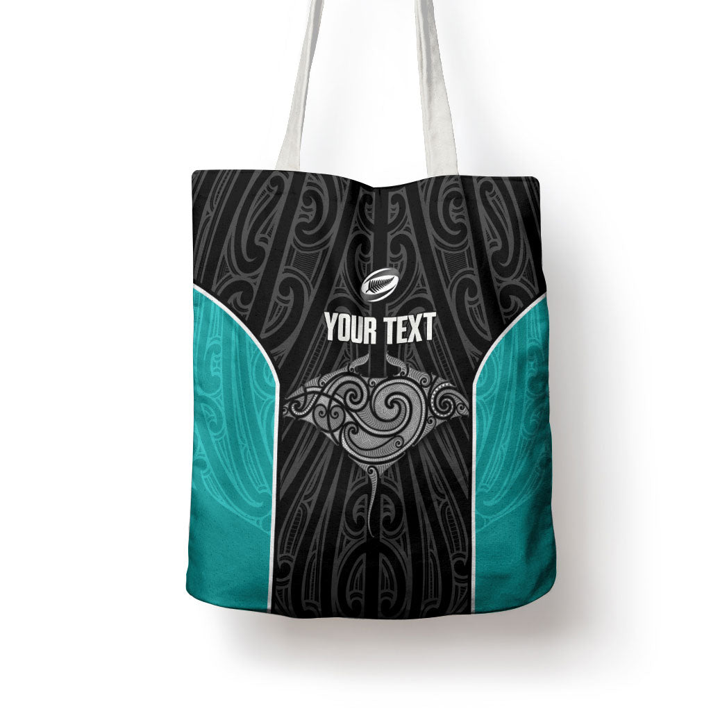 Custom New Zealand Stingray Oztag Tote Bag Tag Rugby Maori Pattern Black Version