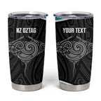 Custom New Zealand Stingray Oztag Tumbler Cup Tag Rugby Maori Pattern Black Version