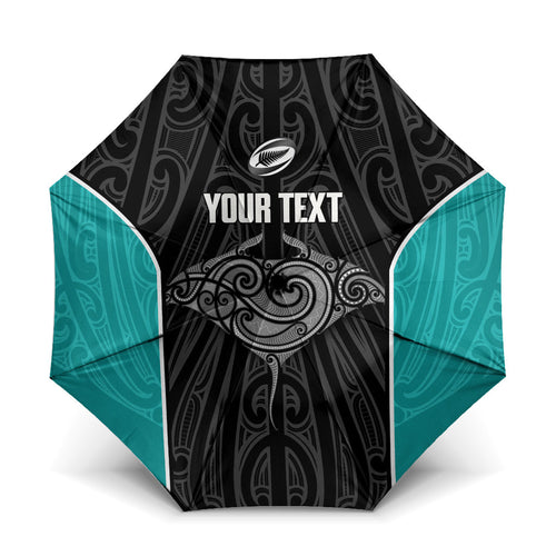 Custom New Zealand Stingray Oztag Umbrella Tag Rugby Maori Pattern Black Version