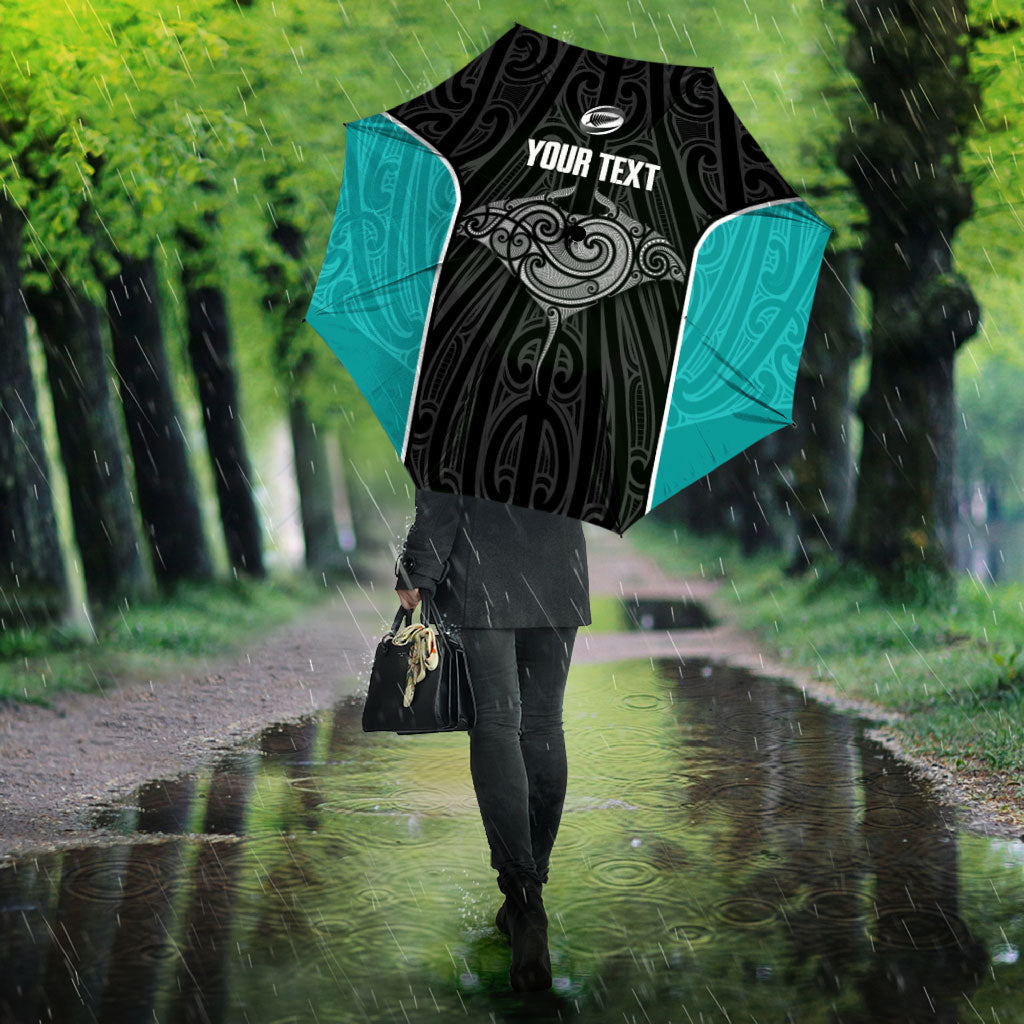 Custom New Zealand Stingray Oztag Umbrella Tag Rugby Maori Pattern Black Version