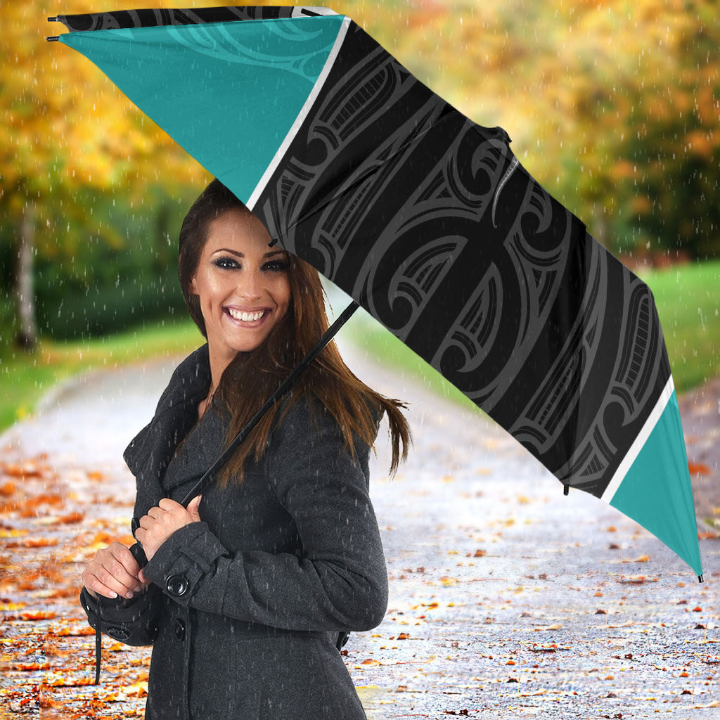Custom New Zealand Stingray Oztag Umbrella Tag Rugby Maori Pattern Black Version