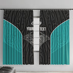 Custom New Zealand Stingray Oztag Window Curtain Tag Rugby Maori Pattern Black Version