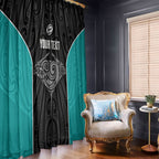 Custom New Zealand Stingray Oztag Window Curtain Tag Rugby Maori Pattern Black Version
