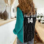 Custom New Zealand Stingray Oztag Women Casual Shirt Tag Rugby Maori Pattern Black Version