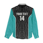 Custom New Zealand Stingray Oztag Women Casual Shirt Tag Rugby Maori Pattern Black Version