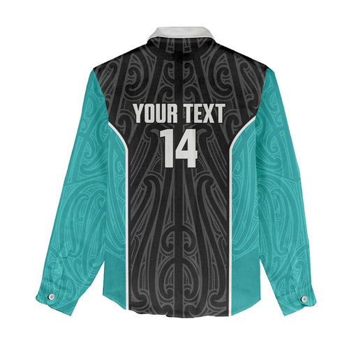 Custom New Zealand Stingray Oztag Women Casual Shirt Tag Rugby Maori Pattern Black Version