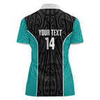 Custom New Zealand Stingray Oztag Women Polo Shirt Tag Rugby Maori Pattern Black Version
