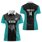 Custom New Zealand Stingray Oztag Women Polo Shirt Tag Rugby Maori Pattern Black Version