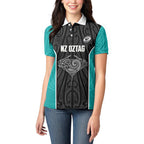 Custom New Zealand Stingray Oztag Women Polo Shirt Tag Rugby Maori Pattern Black Version