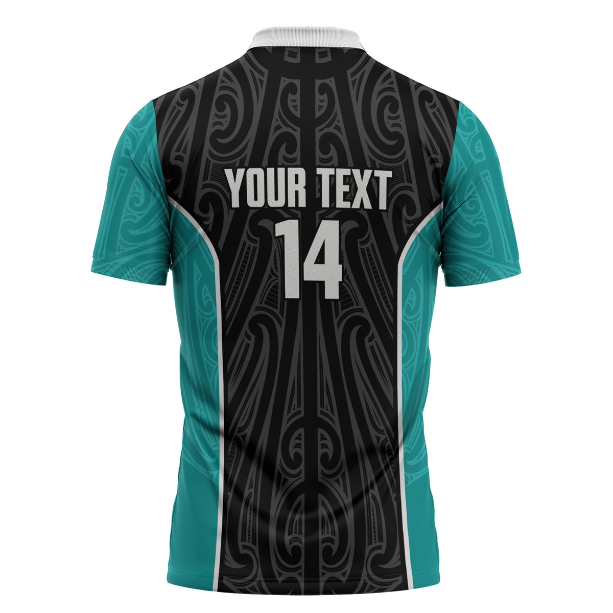 Custom New Zealand Stingray Oztag Zipper Polo Shirt Tag Rugby Maori Pattern Black Version