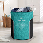 Custom New Zealand Stingray Oztag Laundry Basket Tag Rugby Maori Pattern Teal Version
