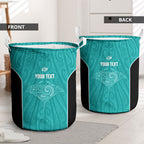 Custom New Zealand Stingray Oztag Laundry Basket Tag Rugby Maori Pattern Teal Version