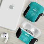 Custom New Zealand Stingray Oztag AirPods Case Tag Rugby Maori Pattern Teal Version