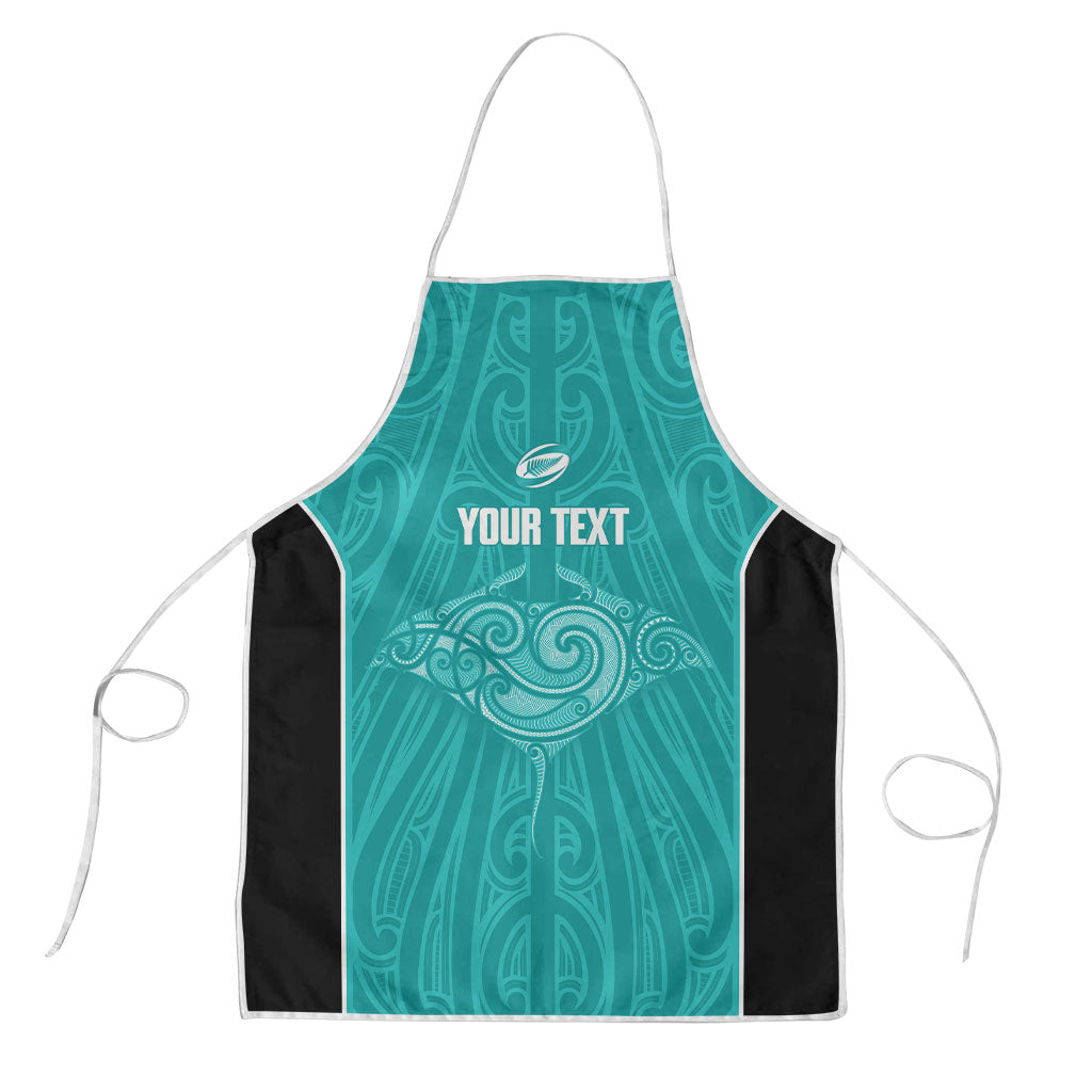 Custom New Zealand Stingray Oztag Apron Tag Rugby Maori Pattern Teal Version