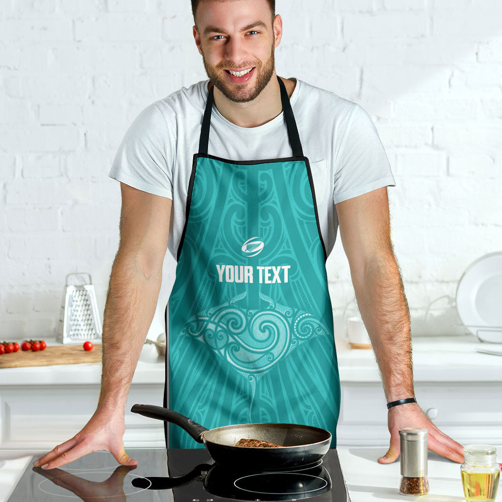 Custom New Zealand Stingray Oztag Apron Tag Rugby Maori Pattern Teal Version
