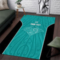 Custom New Zealand Stingray Oztag Area Rug Tag Rugby Maori Pattern Teal Version