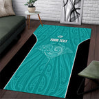 Custom New Zealand Stingray Oztag Area Rug Tag Rugby Maori Pattern Teal Version