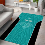 Custom New Zealand Stingray Oztag Area Rug Tag Rugby Maori Pattern Teal Version