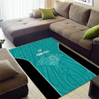 Custom New Zealand Stingray Oztag Area Rug Tag Rugby Maori Pattern Teal Version