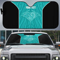 Custom New Zealand Stingray Oztag Auto Sun Shade Tag Rugby Maori Pattern Teal Version