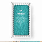 Custom New Zealand Stingray Oztag Baby Bed Cover Tag Rugby Maori Pattern Teal Version