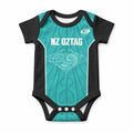 Custom New Zealand Stingray Oztag Baby Onesie Tag Rugby Maori Pattern Teal Version