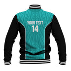 Custom New Zealand Stingray Oztag Baseball Jacket Tag Rugby Maori Pattern Teal Version