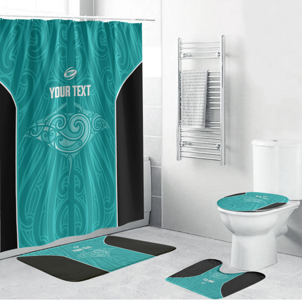 Custom New Zealand Stingray Oztag Bathroom Set Tag Rugby Maori Pattern Teal Version