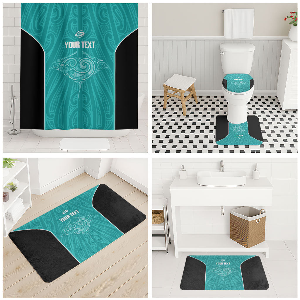 Custom New Zealand Stingray Oztag Bathroom Set Tag Rugby Maori Pattern Teal Version