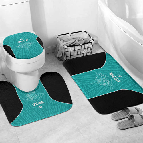 Custom New Zealand Stingray Oztag Bathroom Set Tag Rugby Maori Pattern Teal Version
