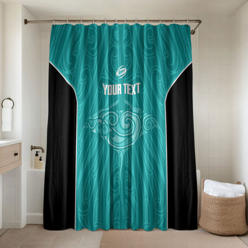 Custom New Zealand Stingray Oztag Bathroom Set Tag Rugby Maori Pattern Teal Version