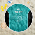 Custom New Zealand Stingray Oztag Beach Blanket Tag Rugby Maori Pattern Teal Version