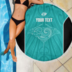 Custom New Zealand Stingray Oztag Beach Blanket Tag Rugby Maori Pattern Teal Version