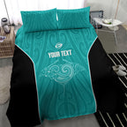 Custom New Zealand Stingray Oztag Bedding Set Tag Rugby Maori Pattern Teal Version