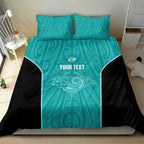 Custom New Zealand Stingray Oztag Bedding Set Tag Rugby Maori Pattern Teal Version